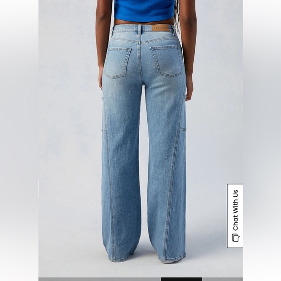 PacSun Murphy Denim Jean Paneled Wide Leg Baggy Eco Stretch Medium Indigo SZ 26 - Picture 2 of 12
